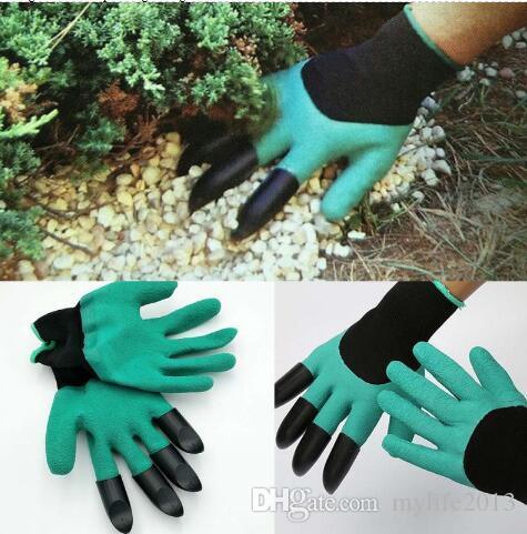 High quality Latex Garden Gloves for Digging & Planting with 4 ABS Plastic Claws gardening gloves Free shipping AQI-192