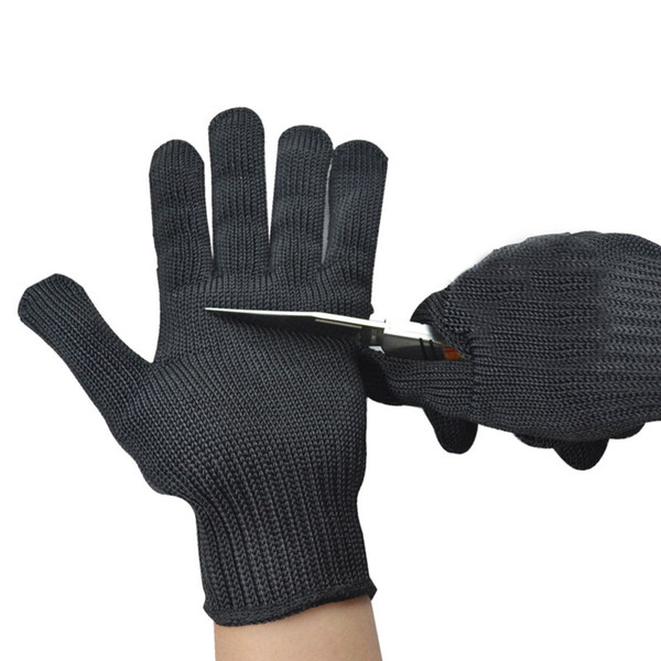 Safety Anti-skid Anti-Cutting Gloves With Palm Dotted Stainless Steel Wire Cut-Resistant Gloves For hunting Black