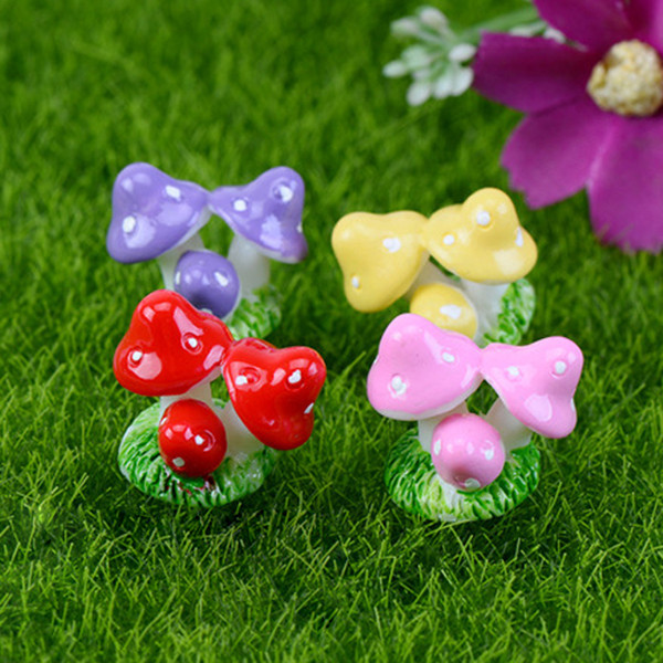 New Hot 100Pcs Mini Resin Mushroom Garden Ornament Miniature Plant Pots Fairy DIY Dollhouse free shipping