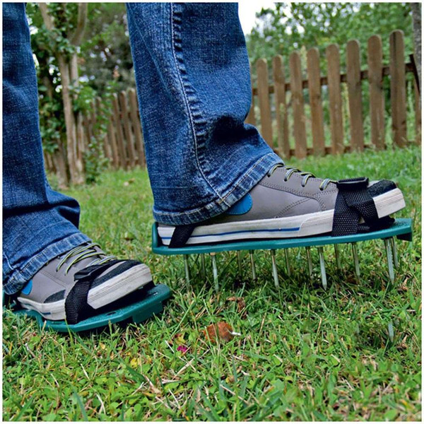 Lawn Care Garden Grass Sod Aerator Spike Spiked Strap Shoes Garden Tools