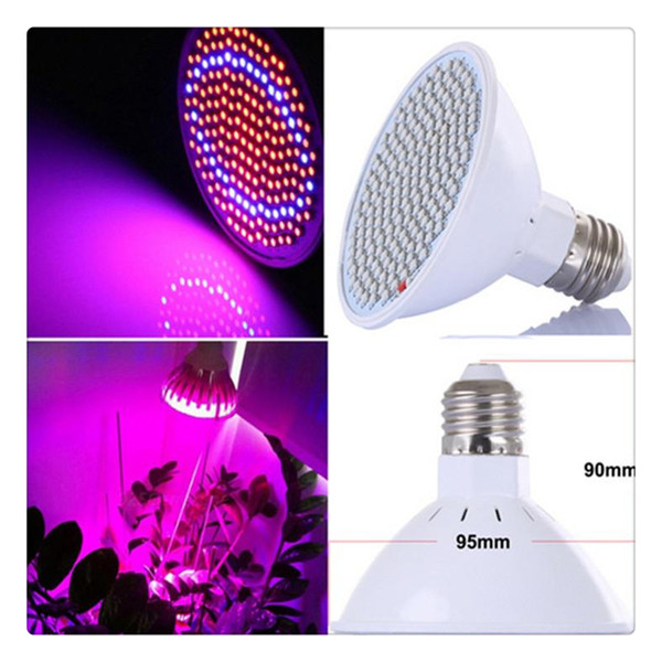 Plant Grow Lights Home Garden Supplies Red and Blue LED Plant lights 200 Lamp Beads for Vegetables Color White Purple Light