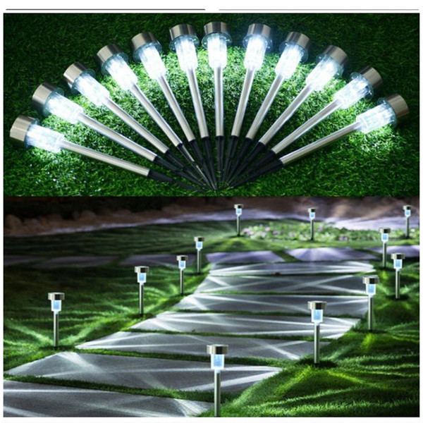 Outdoor Solar Lights Solar Pathway Lights Garden Lights Landscape Lighting for Lawn Patio Stainless Steel 0156