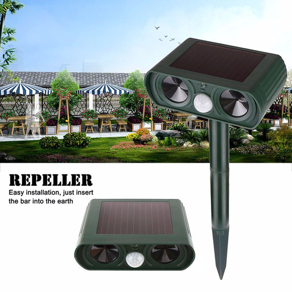 Outdoor Waterproof Solar Power Ultrasonic Animal Pest Mouse Repeller PIR Sensor Garden Cat Dog Fox Repellent Keep Animals Away