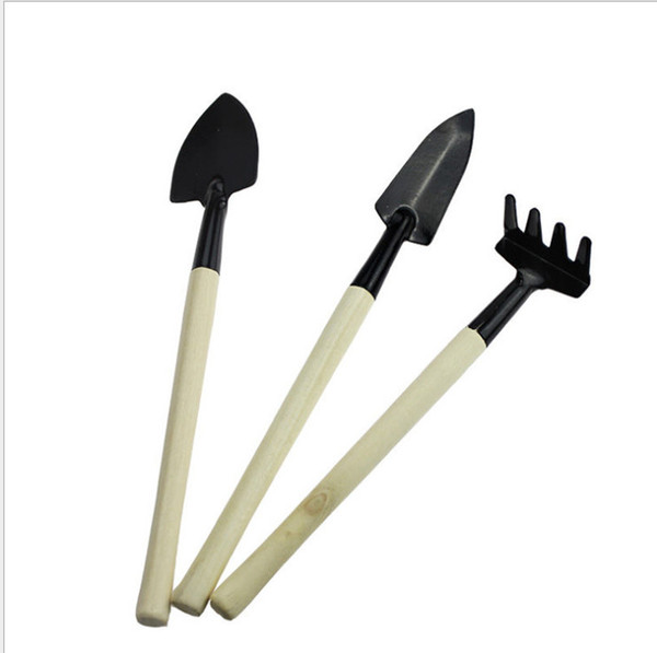 3Pcs/Set Children Mini Compact Plant Garden Hand Wood Tool Kit, Spade Shovel Rake For Gardener