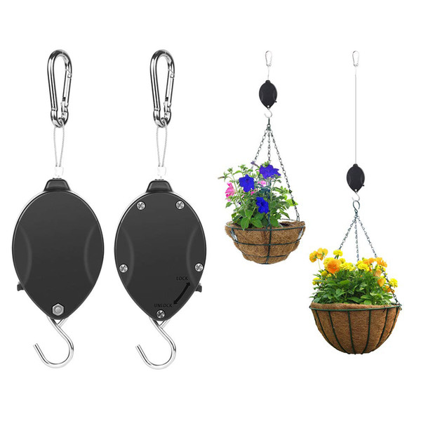 Plant Pulley Retractable Hanger Hooks - Hanging Plants Garden Baskets Pots Bird Houses. 5ft Long & 55 lbs Weight Capacity