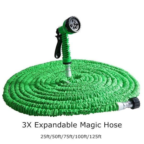 25ft/7.5m Expansion Pipe Car Washing Pipe Expandable Garden Hose Water Pipe 7-in-1 Spray Gun Nozzle