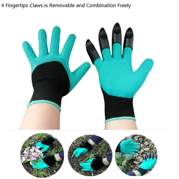 Garden Gloves with 4 Freely Removable Combination Sturdy ABS Fingertips Claws Protect your Hands for Garden Working Gloves