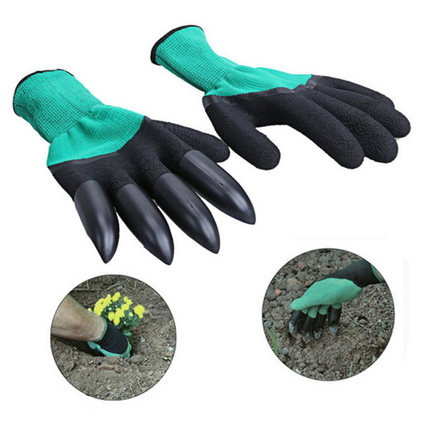 One Pair Garden Gloves With 4 Paws ABS Plastic Gargen Genie Rubber Gloves Quick Easy To Dig and Plant For Digging Planting