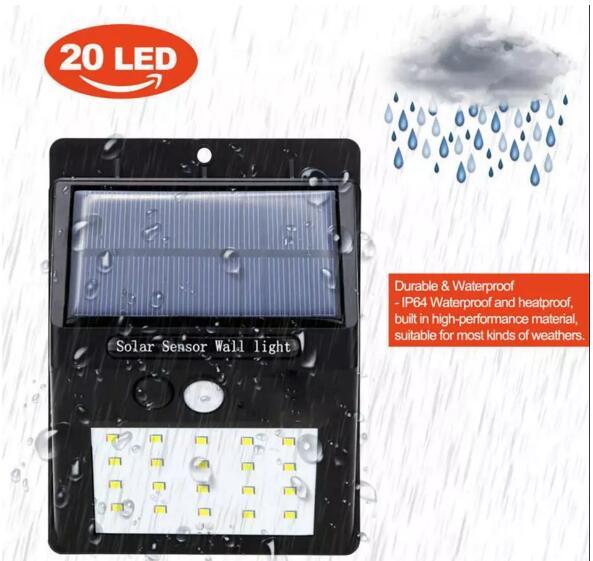 20 LED Solar Power Spot Light Motion Sensor Outdoor Garden Wall Light Security Lamp Gutter