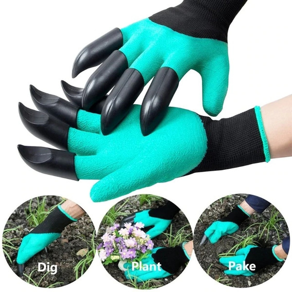 Garden Glove With Fingertips Claws Glove Gardening Raking Digging Planting Brand New RubberPolyester+ABS Plastic AND Color Black Green