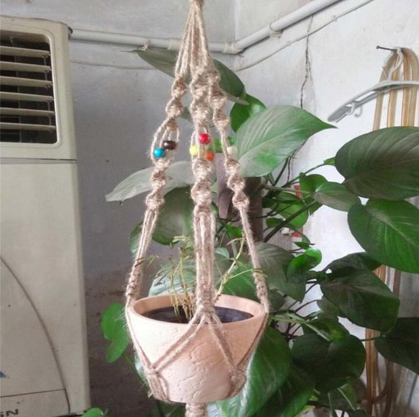 Fashion Garden Plant Hanger Natural Flowerpot Holder Mix Material Garden Home Decoration Handmade Macra Flower Plant Pot Rope for Holder