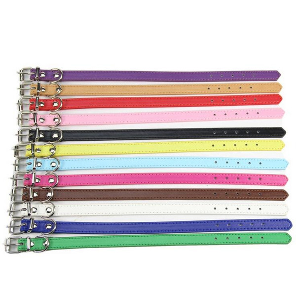 New 12pcs/set pets collar high quanlity dog leash adjustable PU flat belt pet necklace for cats dogs pets supplies