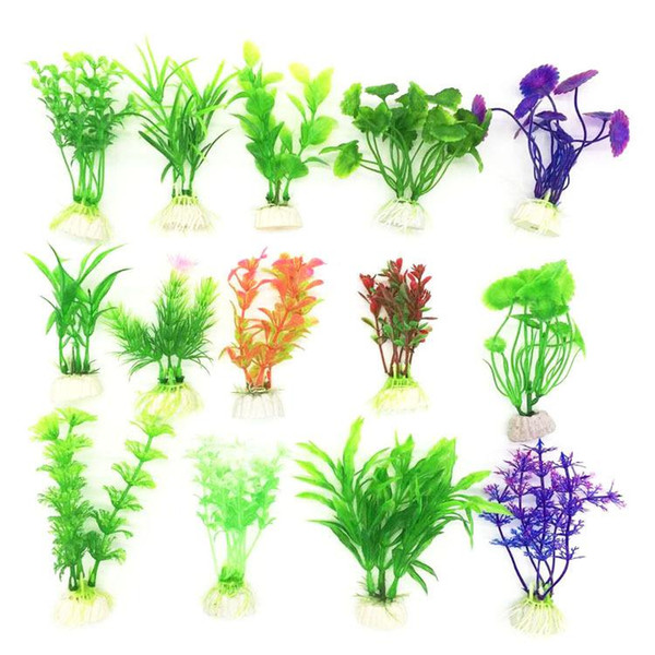 10Pcs/lot Hot sale Artificial Green Colorful Underwater Plant Fish Tank Aquarium Decoration Oranment Decorative Plant