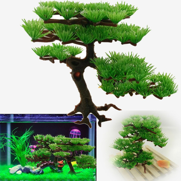 Mayitr Newest Artificial Plastic Pine Tree Plants Decoration Aquarium Fish Tank Rockery Bonsai Accessories Hotel Ornament Decor