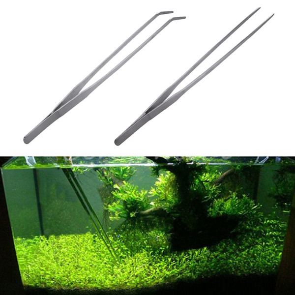 New Straight/Elbow Stainless Steel Tank Tweezers Pliers Aquarium Tool Fish Tank Aquatic Plants Forceps Clip For Cleaning Tool