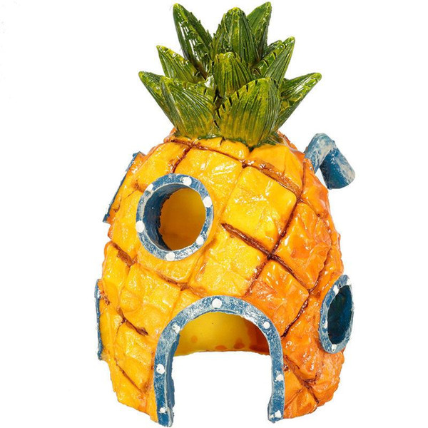 Pineapple House Shaped Fish Tank Ornament Safety Resin Aquarium Decorations Landscape Shrimp Crab Shelter Hot Sale 7 5jr BB