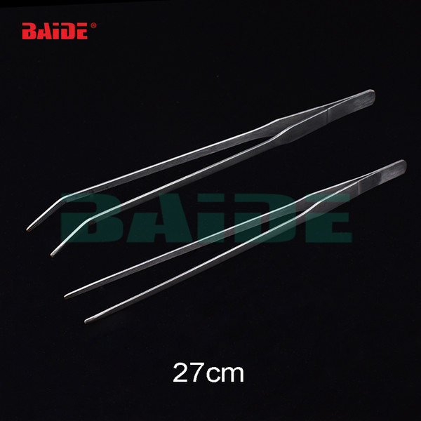 Stainless Steel 27CM Curved Long Straight Curve Tweezers for Fish Tank Aquarium Plant Shrimp Reef Tank 100pcs