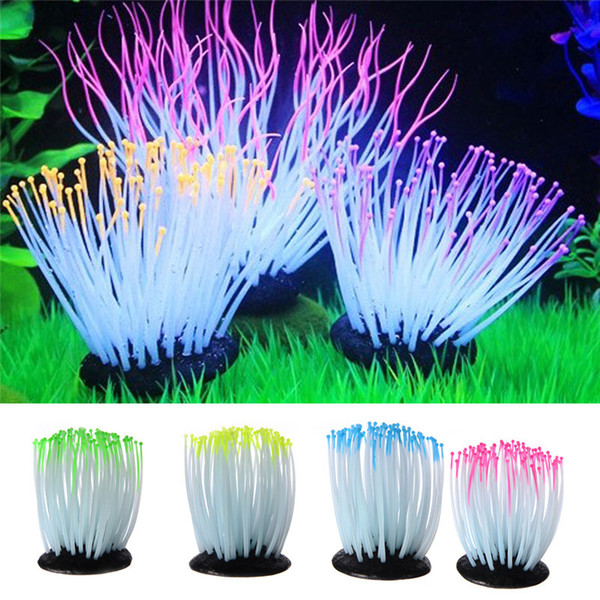 Simulation Luminous Sea Anemone Fish Tank Aquarium Plant Decoration Equipment Accessories Artificial Aquarium Plants 10pcs/lot DEC276