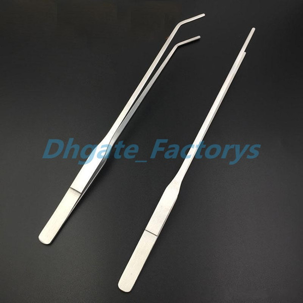 New 27CM Stainless Steel Curved Aquarium Tweezers Plant Shrimp Reef Tank Straight Tweezer Cleaning Tool Free Shipping