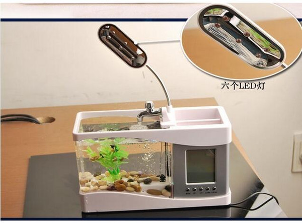 2018 explosion models usb mini goldfish tank lamp small multi-functional ecological aquarium office decoration calendar fish tank bell 271