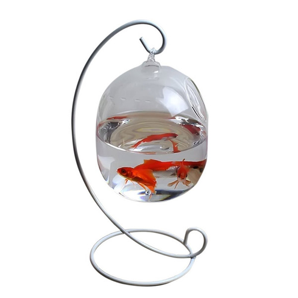 Hanging Fish Tank Creative Fish Vase Glass Transparent Goldfish Bowl Plant for Home Decoration with Bracket