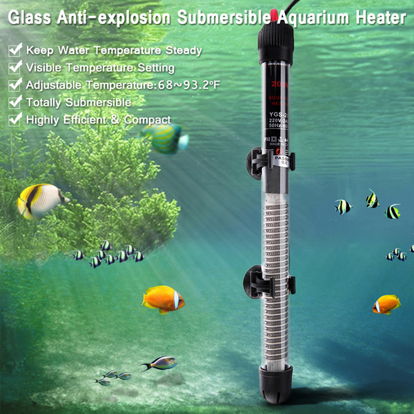 Submersible Heater Heating Rod for Aquarium Glass Fish Tank Temperature Adjustment 220-240V 25W/50W / 100W / 200W / 300W