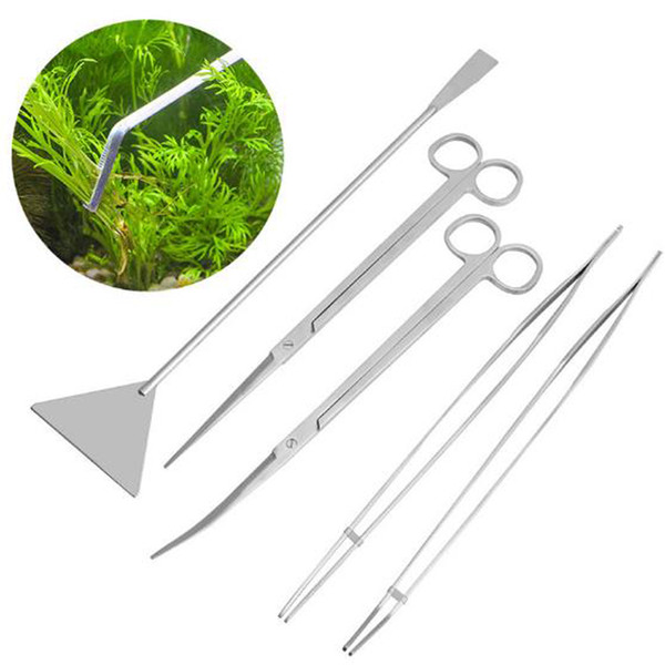 New Aquarium Live Plants Grass Cleaning Scissors Tweezers Flat Sand Shovel Scraping Algae Knife Maintenance Clip Tools Kit