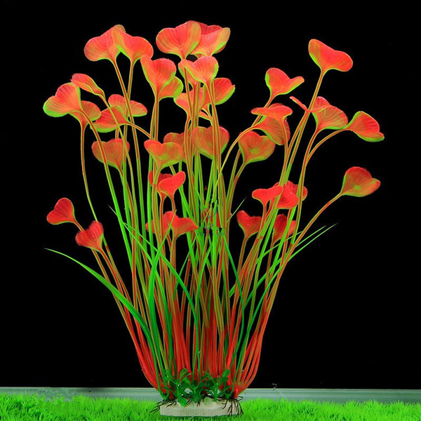 wholesale New 40cm Butterfly Shape Plastic Artificial Aquarium Plant Decoration Fish Tank Decorative Plant Grass Ornament 3 Color