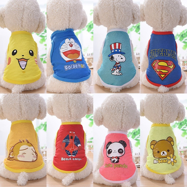 Small Pet Dog Clothes Fashion Costume Vest Puppy Cat T-Shirt Summer Apparel Mesh Cloth Anime Pet Clothing