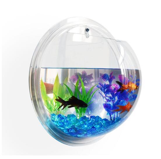 2017 Acrylic Fish Tank Wall Hanging Aquarium Pet Supplies Vase Plant Fish Tanks Aquariums Piscine Hemisphere Wall Decoration