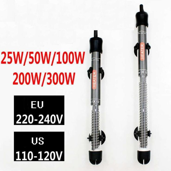 25W//100W /200W/300W 220V/110V Aquarium Submersible Fish Tank Automatic Water Heater EU US Plug DLH014