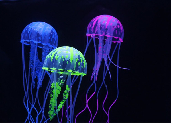 New Cute Fluorescent Glowing Effect Jellyfish floating water Plant Aquarium Fish Tank Ornament Swim Pool Bath Decor 6 color to choose