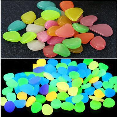 Wholesale Colorful Stones 100pcs/set Luminous Stone Fish Tank Fish Pond Decorations Luminous Pebble Stones DHL Free Shipping