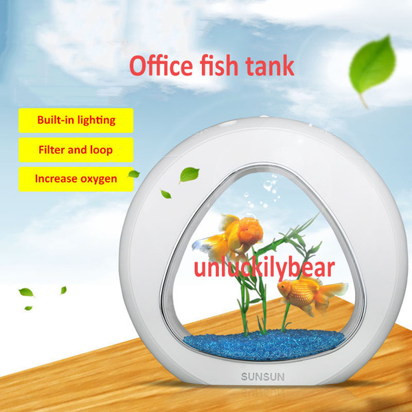 desktop usb aquarium led light filter system oxygen mini ecological fish tank betta box