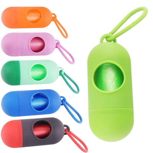 Pet Dog Dispenser Garbage Case Included Pick Up Waste Poop Bags Dog Pet Supplies Household Cleaning Tool 8 Colors 10.5*4cm DH0316