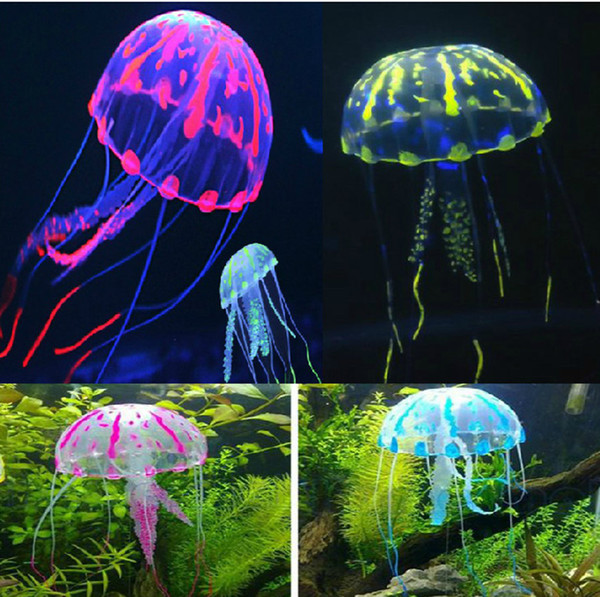 New Cute Fluorescent Glowing Effect Jellyfish floating water Plant Aquarium Fish Tank Ornament Swimming Pool Bath Decor