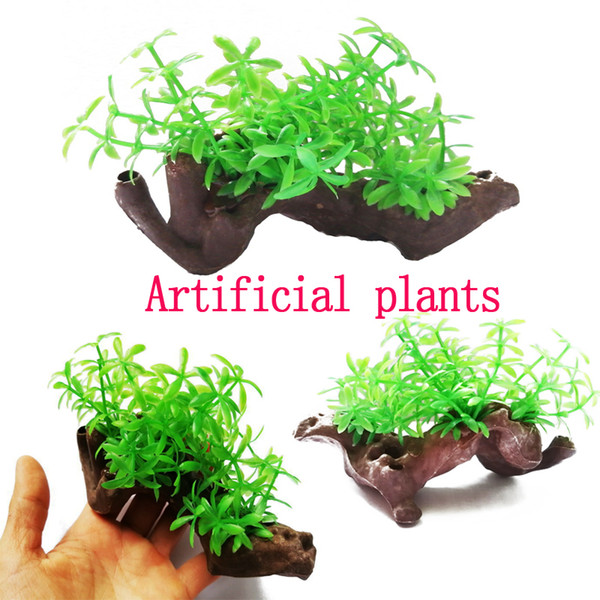 Aquarium aquarium ornament decoration resin simulation sinking wood grass green 15cm rockery decoration