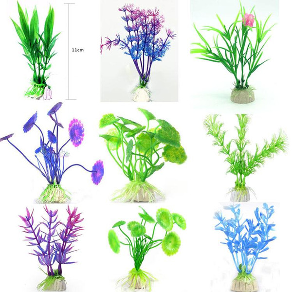 10Pcs/lot Hot sale Artificial Green Colorful Underwater Plant Fish Tank Aquarium Decoration Oranment Decorative Plant