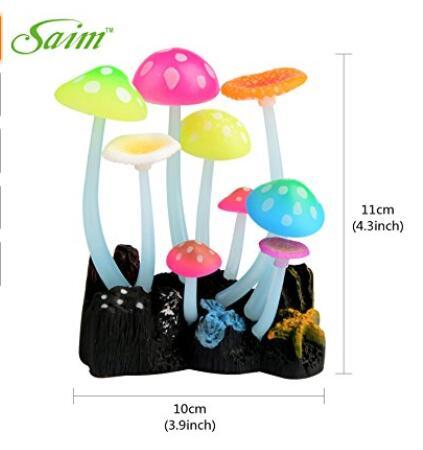 Saim Glowing Effect Artificial Mushroom for Fish Tank Decoration Aquarium Ornament