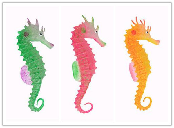 New Arrive Environmental and friendly Luminous Sea Horse Hippocampus Aquarium silicone Fish Tank Decoration