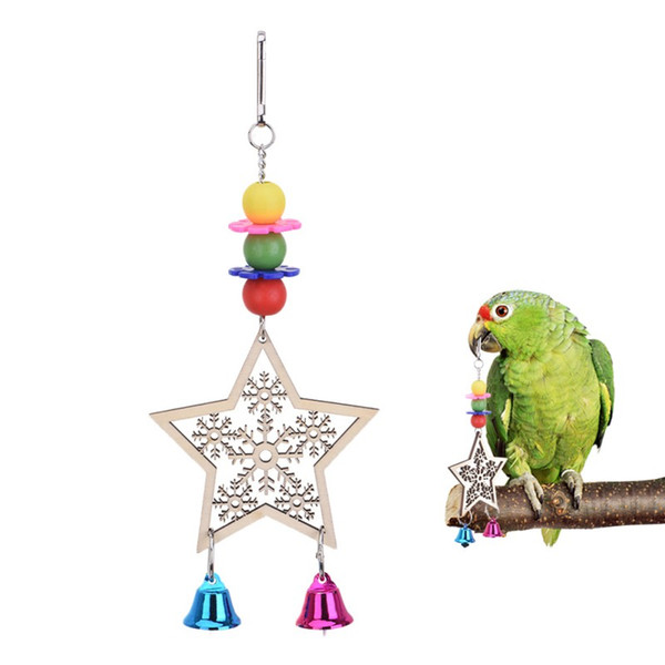 Bird Toys Wooden Five Stars Snowflake Christmas Pet Toy For Parrot