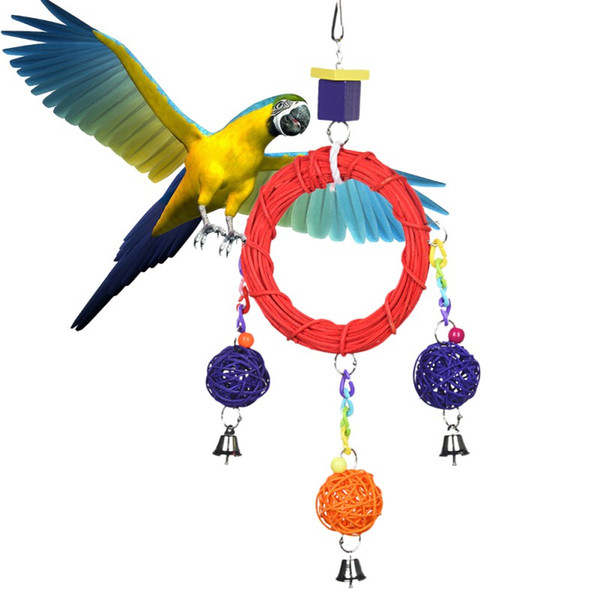 Bird Supplies Stand Rack Bird Cage Accessories Wood Parrot Swing Rattan Cirque Ball Gnawing Bird Toys