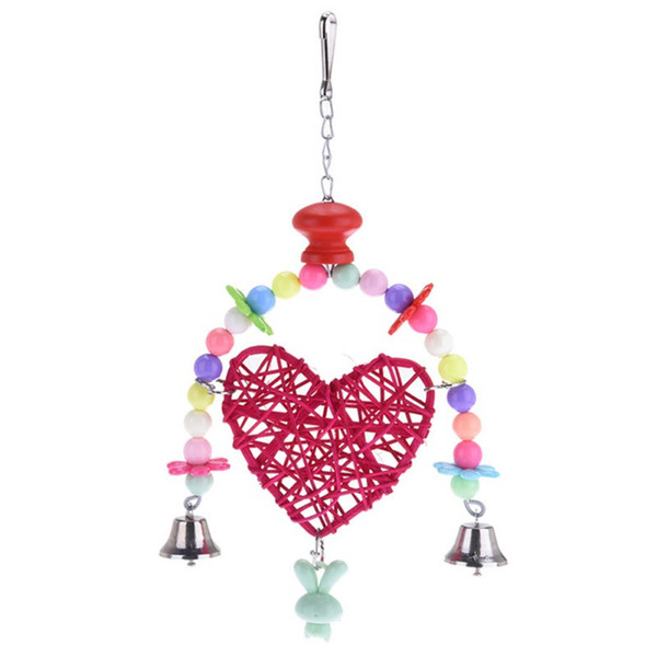 Toys Heart Shape Star Wind Chimes Cute Swing Shelf Toy Pet Bird Parrot Toy Hanging Pink Rose Bird Toys