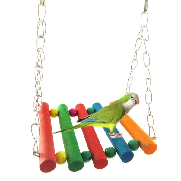 Bird Toys Wood Drawbridge Swing Parrot Toys Funny Exercise Toy For Parrots