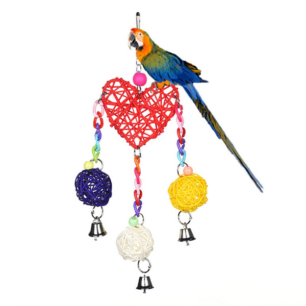 Bird Toys Pet Supplies Rattan Cute Heart Shape Wind Chimes Toy Colorful Pet Bird Toy For Parrot