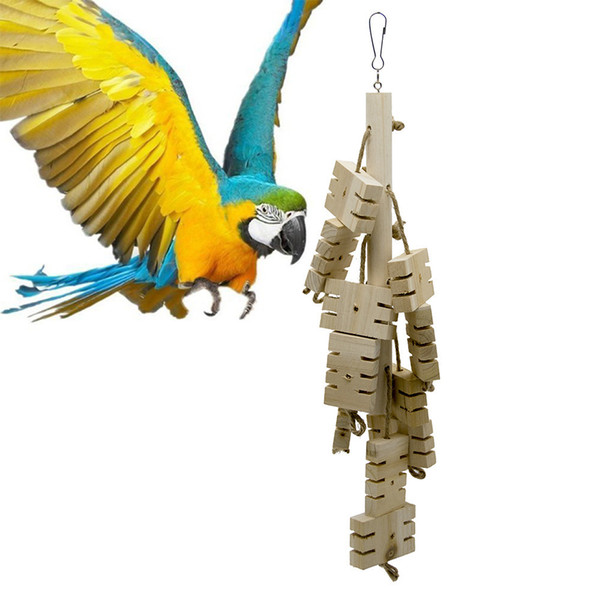 Parrot Toys Bird Toys Jade Font Nibbling String Slotting Wood Gnawing String Parrot Exceed Love Gnawing A Wooden String