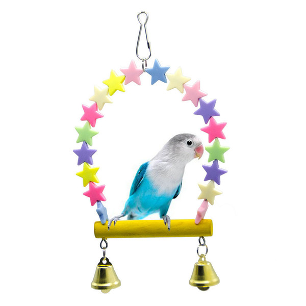 Middle And Small Size Parrot Articles Bird Toys Five-pointed Star Swing Rainbow Small Bell Inhabit Stand Bar Gripping Stick