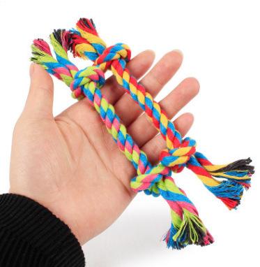 Pets Dog Knot Toys Parrot Gnawed Double Knot Cat And Dog Cotton Rope Medium, Please 55g 23cm Can Mixed Batch