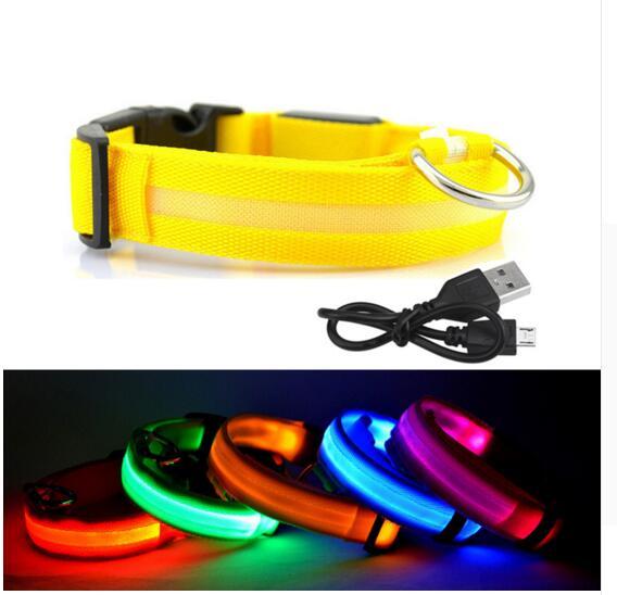 LED Dog Collar USB Rechargeable Night Safety Flashing Glow Pet Dog Cat Collar With Usb Cable Charging Dogs Accessory