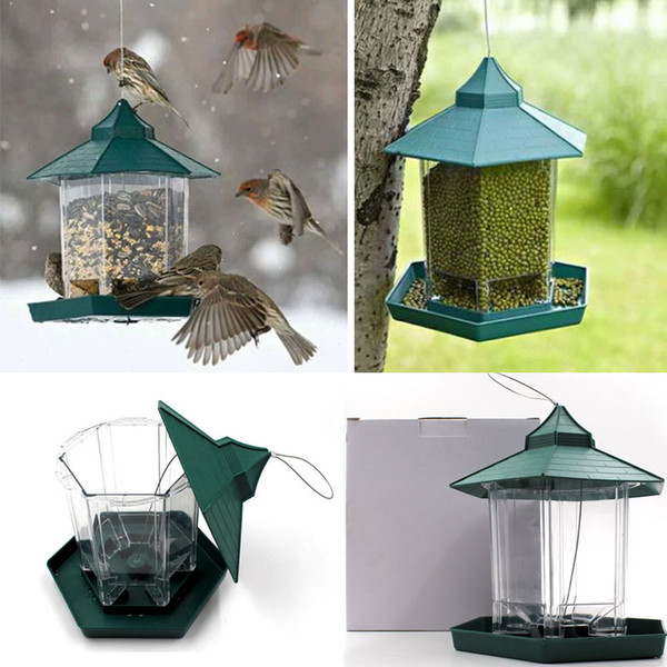 Wild Bird Feeders Plastic Food Container Outdoor Hanging Waterproof Lazy People Feeding Pets Container For Garden Decoration HH7- 1562